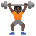 🏋🏿 person lifting weights: dark skin tone display on Google